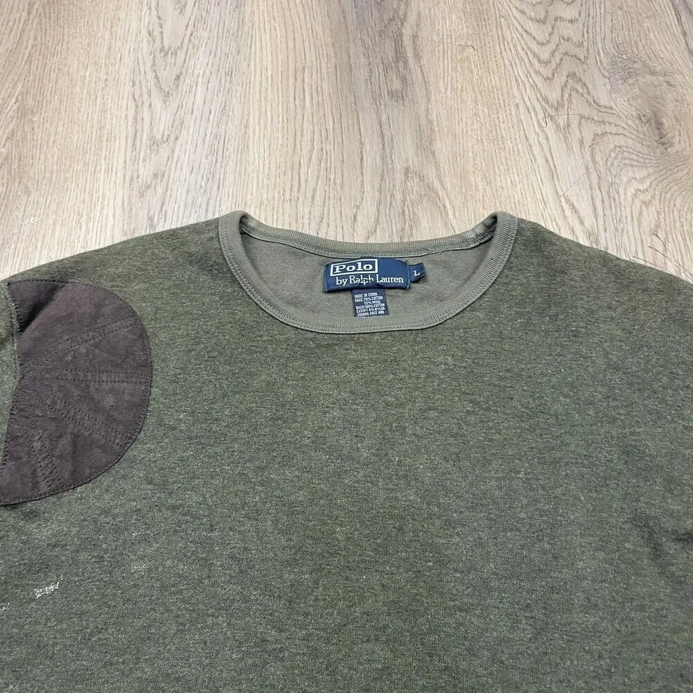 Polo Ralph Lauren Sweater Mens Large Crewneck Wool Patch Pullover